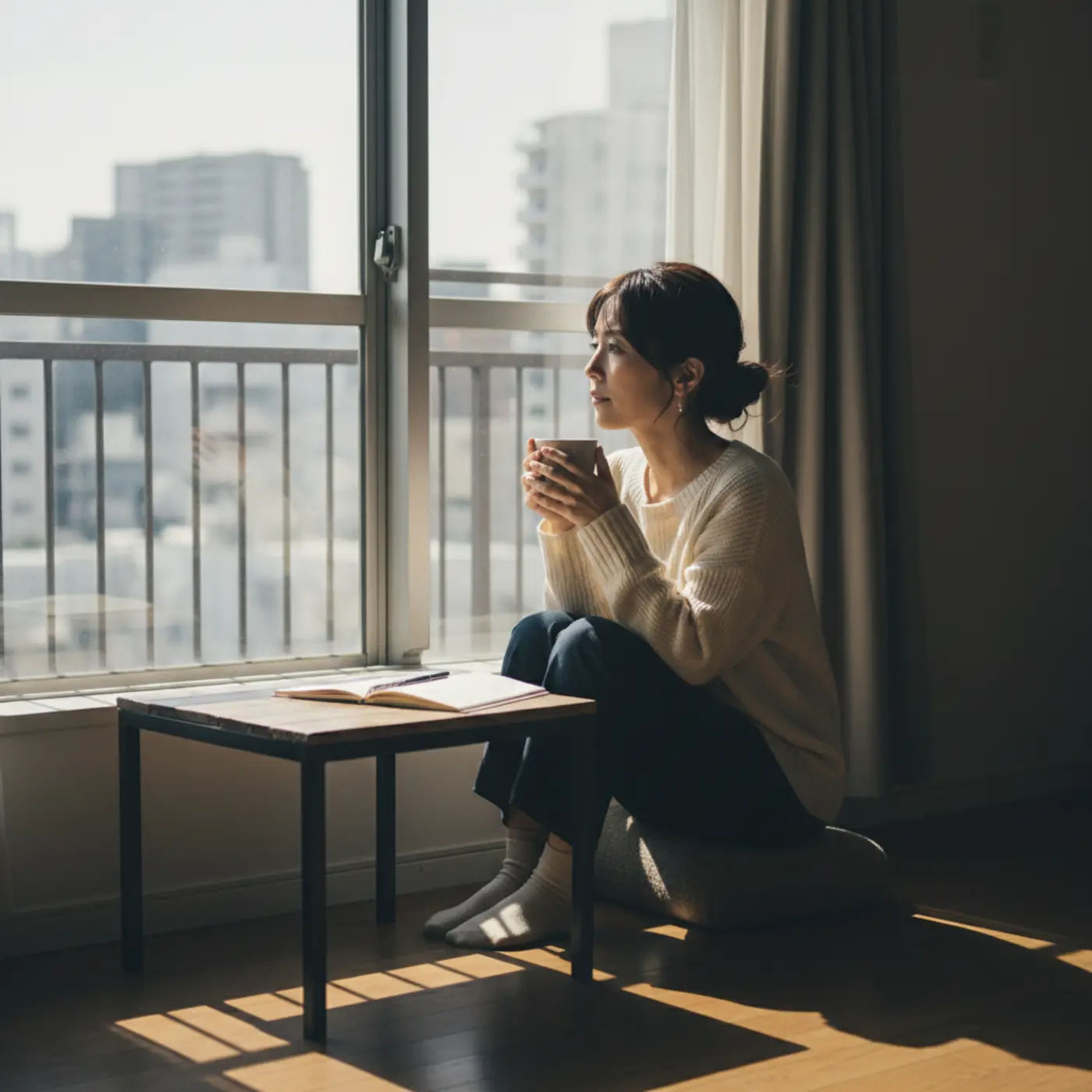 別れた恋人との復縁タイミングについて悩む女性のイラスト。「復縁まで何ヶ月待つべき？」「冷却期間は？」といった疑問に答えるQ&Aコンテンツのイメージ画像。