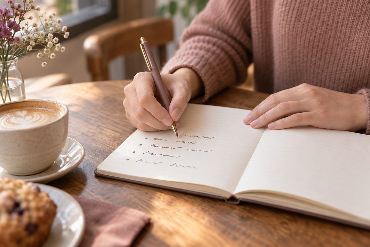 メモ帳に質問を箇条書きする手元(顔は写らない・文字は読めない)