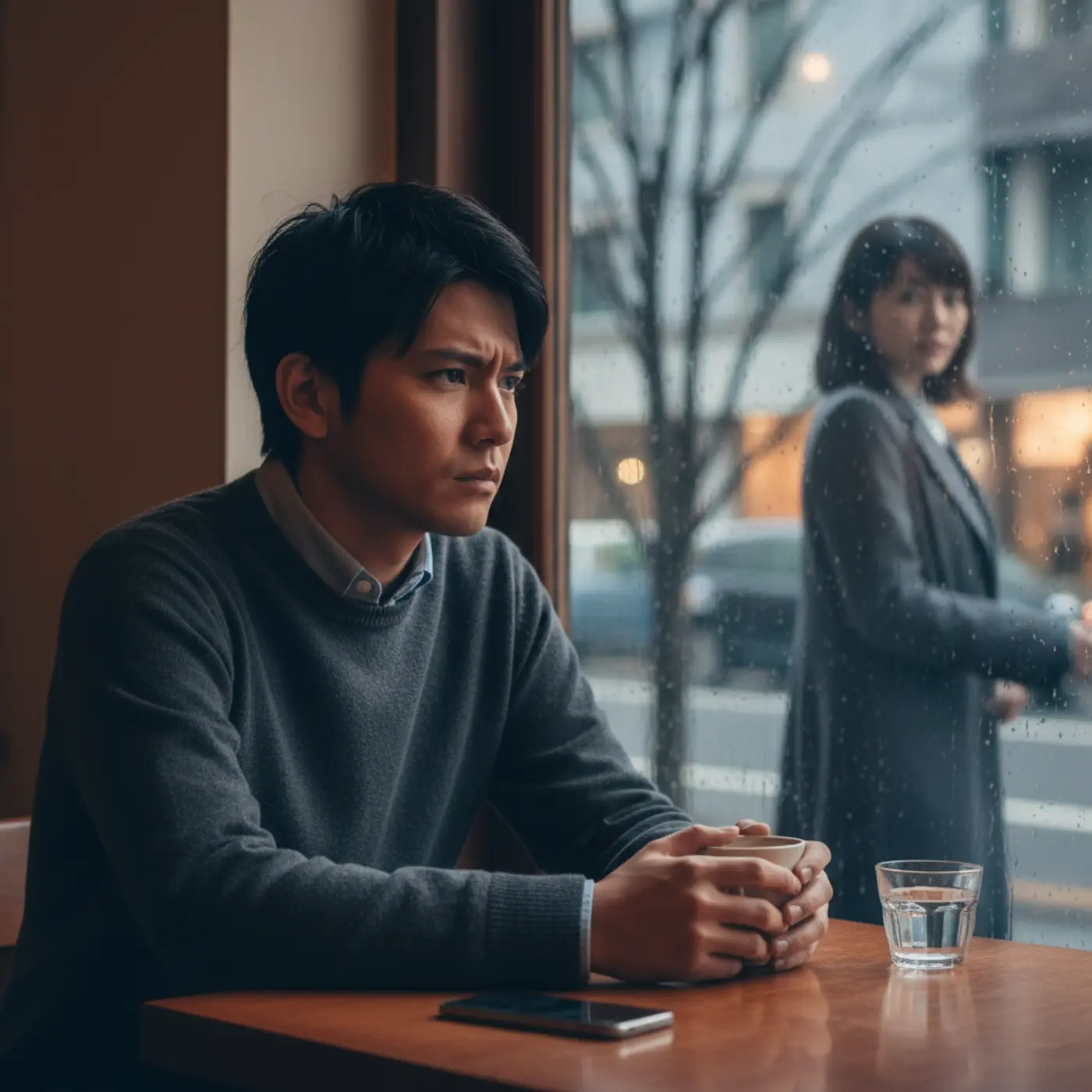 「好きだけど別れる」と告げた男性が一人で思い悩む姿。彼の複雑な心理を理解することが、復縁への第一歩となることを暗示する画像です。