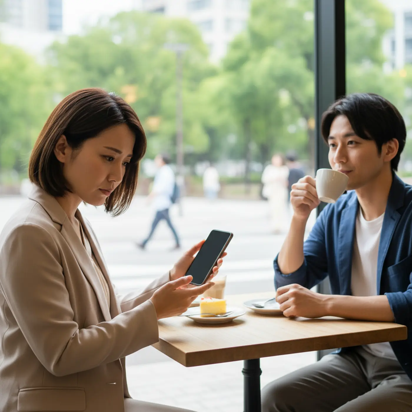 復縁を望む相手から「都合のいい関係」を提案され、悩んでいる人物のイラスト。関係を進める前に確認すべき危険なサインと注意点を解説。