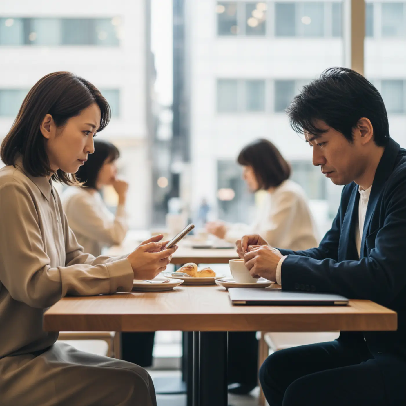 復縁して後悔している男女の会話。相手が変わると期待して許したのに、また浮気されたり都合よく扱われたりする事例から、失敗する恋愛の共通点について解説する画像。