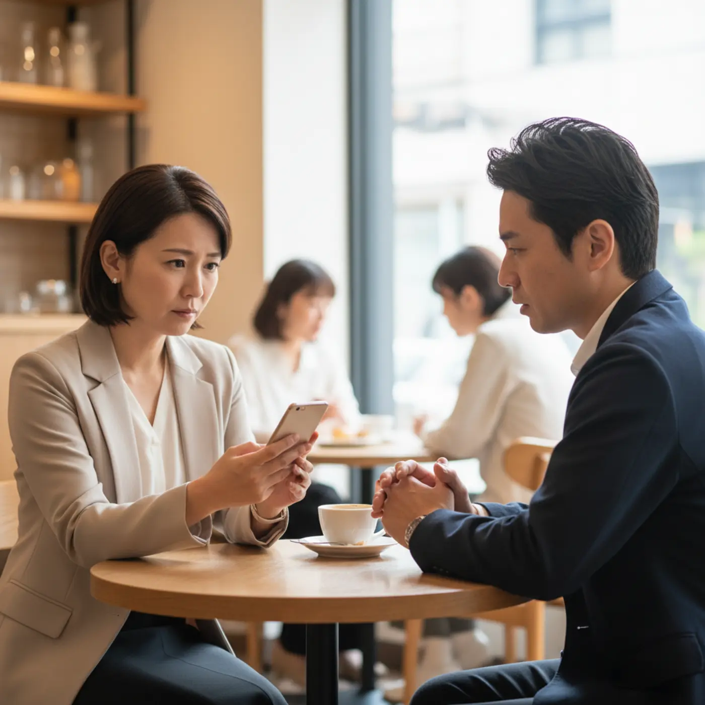 復縁を絶対に避けるべき危険なパートナーの特徴を説明する画像。DVやモラハラ、借金癖などのリスクを抱える相手との関係に悩む女性が描かれている。