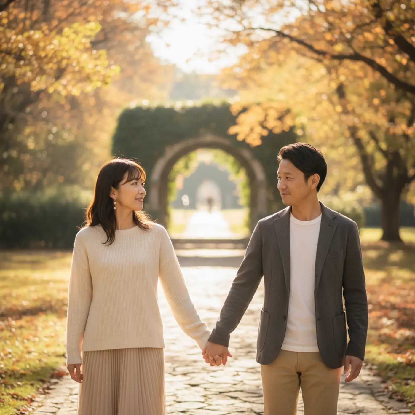 一度は気持ちが冷められた相手との復縁を成功させ、再び手を取り合うカップル。復縁はゴールではなく、これから二人で本当の幸せを築いていくための新たなスタート地点であることを象徴する一枚。